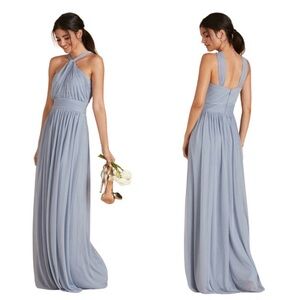 NWT Birdy Grey Kiko Formal Bridesmaid Dress in Mesh Dusty Blue Size small